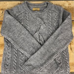 Sacoor Brothers Crew Neck Cable Knit Sweater - Gray - Women's‎ Medium